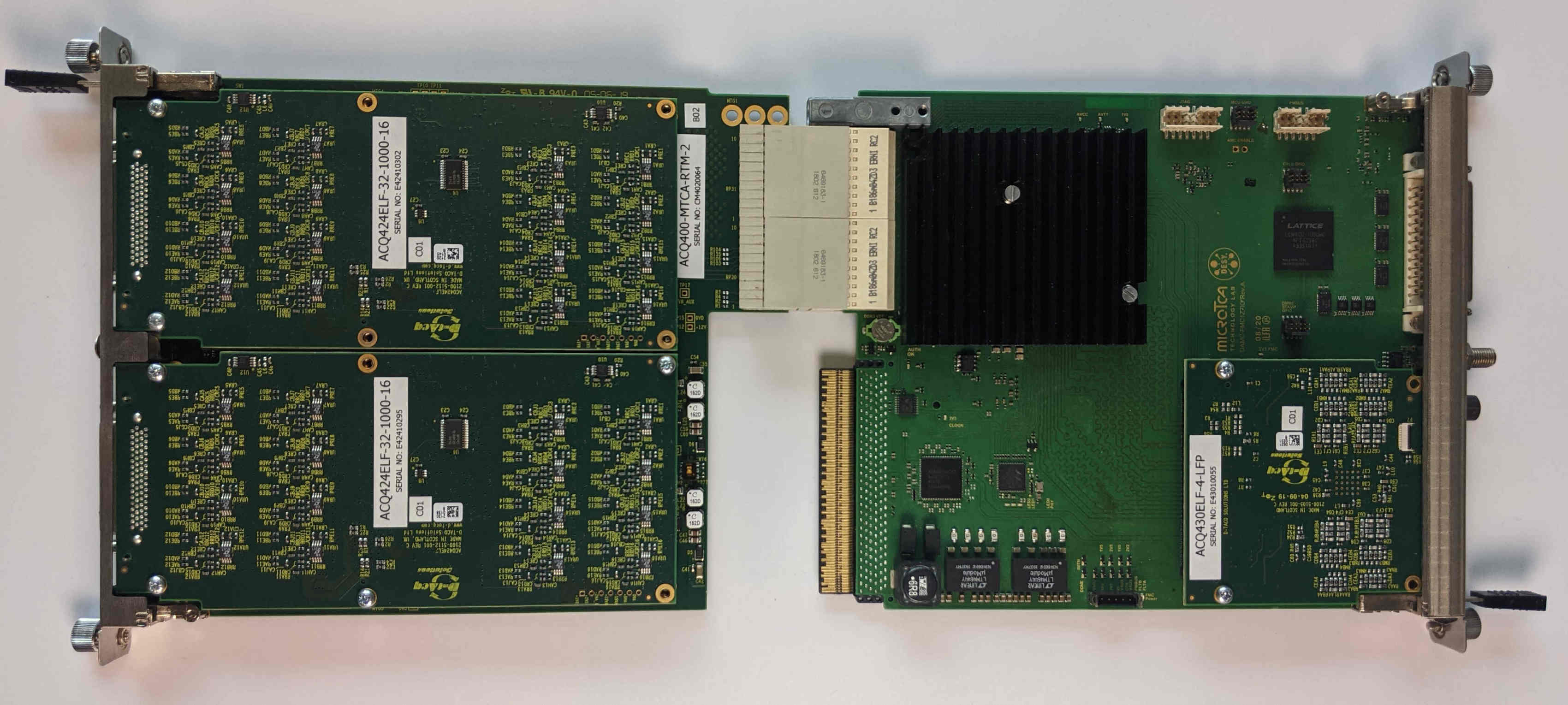 DAMC-FMC1Z7IO and ACQ400-MTCA-RTM2 with 2xACQ424ELF, 64x1MHz AI